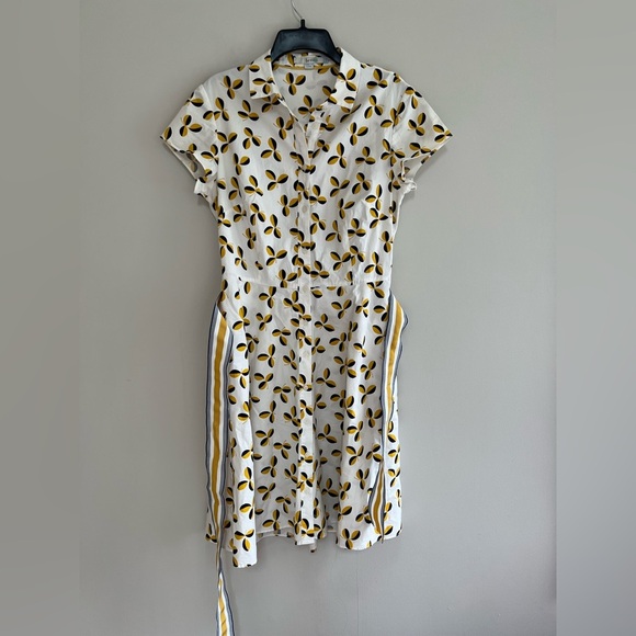 Boden Sophia Shirt Dress in Saffron Yellow Regatta Leaf, size US8R - Picture 4 of 9